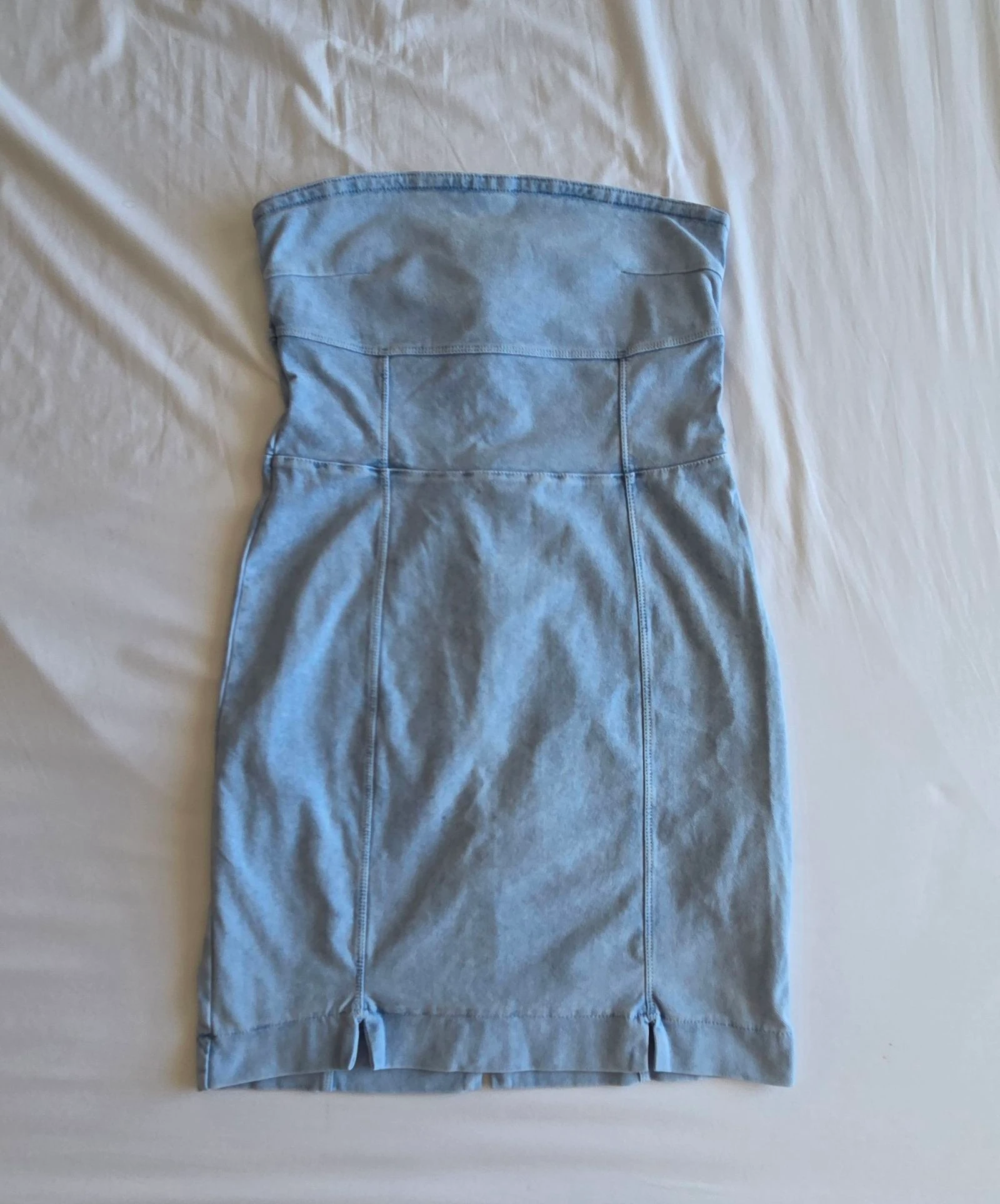 Vestido bustier de mezclilla azul M 38 40 Mosquitos vestido corto con cremallera en la espalda – photo 2